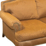LILLIAN AUGUST Sofa in Gold and Burgundy Diamond Patterned Upholstery - Image 3