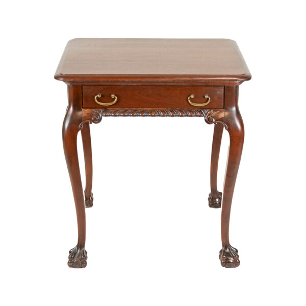 Mahogany Single Drawer Side Table with Ball and Claw Feet - Image 1