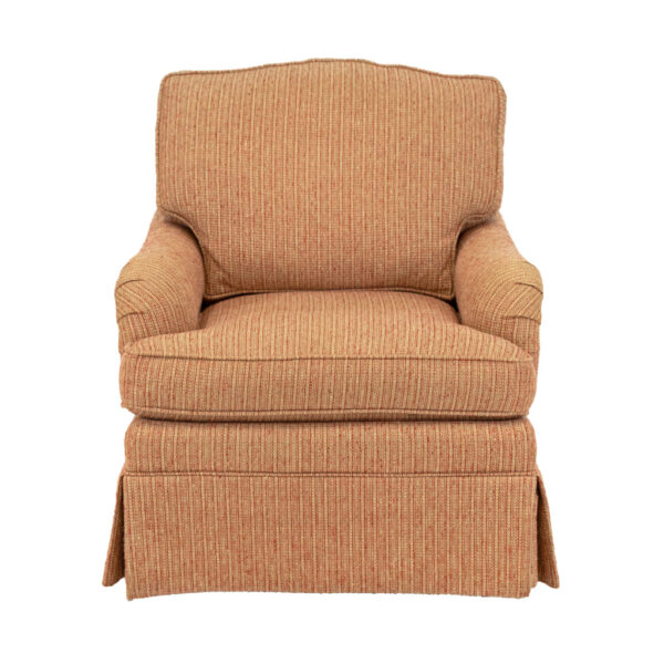 SHERRILL Coral and Gold Tweed Upholstered English Armchair - Image 1
