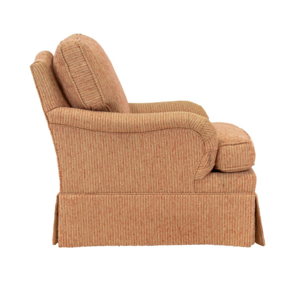 SHERRILL Coral and Gold Tweed Upholstered English Armchair - Image 6