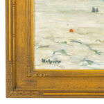 HAROLD WOLPOFF Original Oil on Canvas Painting of Boats at Dock - Image 4
