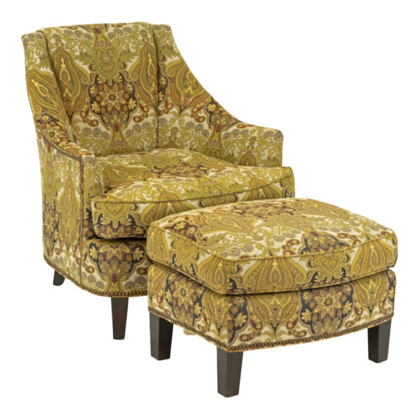 ARHAUS Tapestry Style Upholstered Accent Chair and Ottoman - Image 1