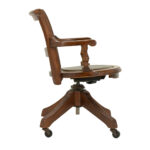 Vintage Desk Chair with Cane Back and Leather Seat - Image 4