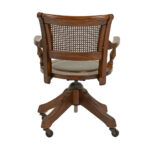 Vintage Desk Chair with Cane Back and Leather Seat - Image 5