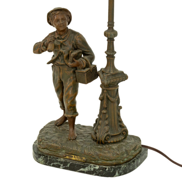 Bronzed Spelter Figural Lamp with Marble Base After VICTOR ROUSSEAU (1865-1954) - Image 2