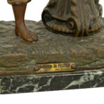 Bronzed Spelter Figural Lamp with Marble Base After VICTOR ROUSSEAU (1865-1954) - Image 3