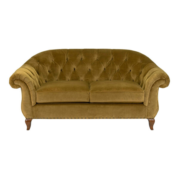 RALPH LAUREN  Loveseat in Button Tufted Olive Velvet - Image 1