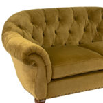RALPH LAUREN Loveseat in Button Tufted Olive Velvet - Image 4
