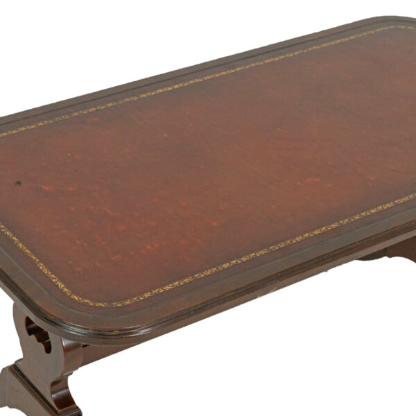 Vintage Mahogany Coffee Table with Tooled Leather Top - Image 2