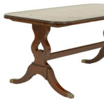 Vintage Mahogany Coffee Table with Tooled Leather Top - Image 3