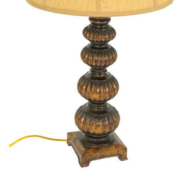 Pair of Burnished Gold Stacked Fluted Orb Lamps - Image 2