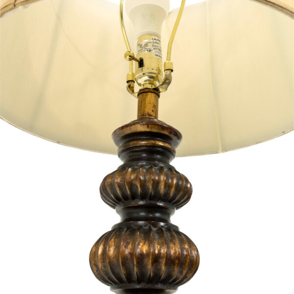 Pair of Burnished Gold Stacked Fluted Orb Lamps - Image 3