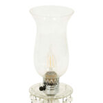 Pair of Vintage Faceted Glass Vanity Lamps with Etched Glass Hurricanes - Image 2