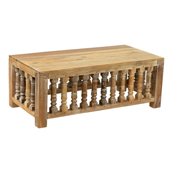 TALOS Reclaimed Wood Coffee Table with Spindle Accents - Image 1