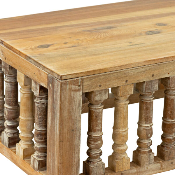 TALOS Reclaimed Wood Coffee Table with Spindle Accents - Image 2