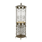 Iron and Tessellated Stone Birdcage Style Wine Rack