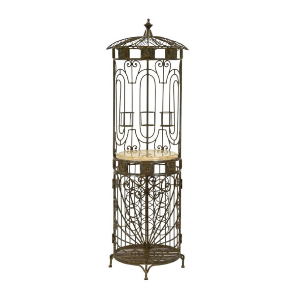 Iron and Tessellated Stone Birdcage Style Wine Rack - Image 1