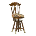 Antique Victorian Piano Chair with Metal Claw Feet