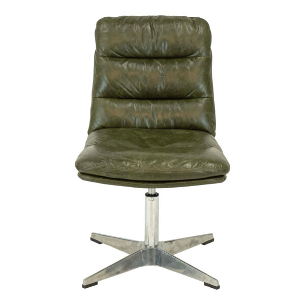 Mid-Century Modern Style Desk Chair in Green Leather - Image 1