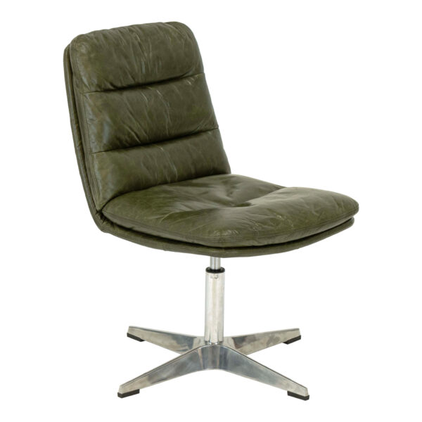 Mid-Century Modern Style Desk Chair in Green Leather - Image 2