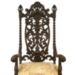 Baroque Carved Wood Throne Chair - Image 2