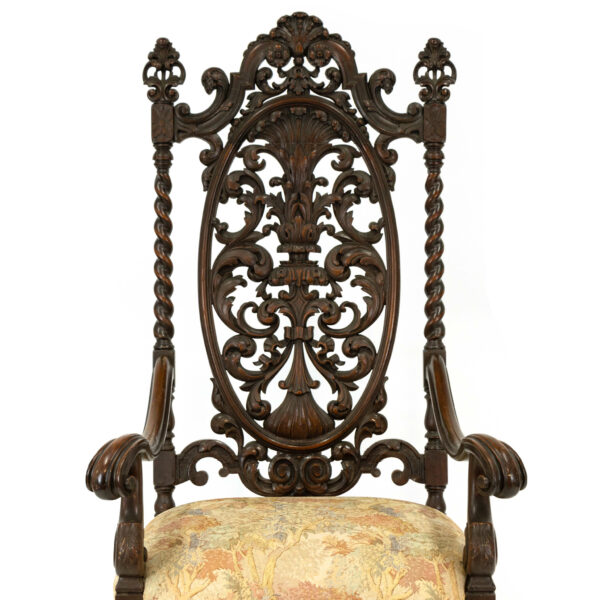 Baroque Carved Wood Throne Chair - Image 2
