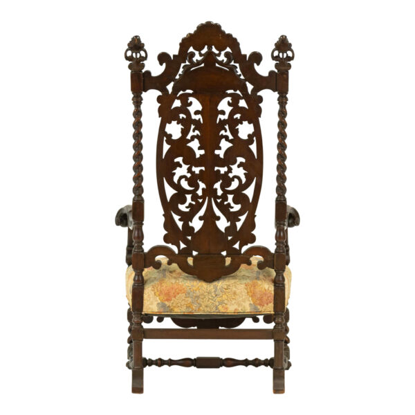 Baroque Carved Wood Throne Chair - Image 8