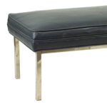 Mid-Century Modern Bench in Chrome and Blue Faux Leather - Image 2