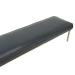 Mid-Century Modern Bench in Chrome and Blue Faux Leather - Image 4