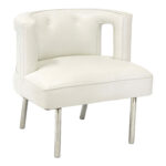 Contemporary Armchair with White Ostrich Leather on Chrome Finish Legs - Image 5