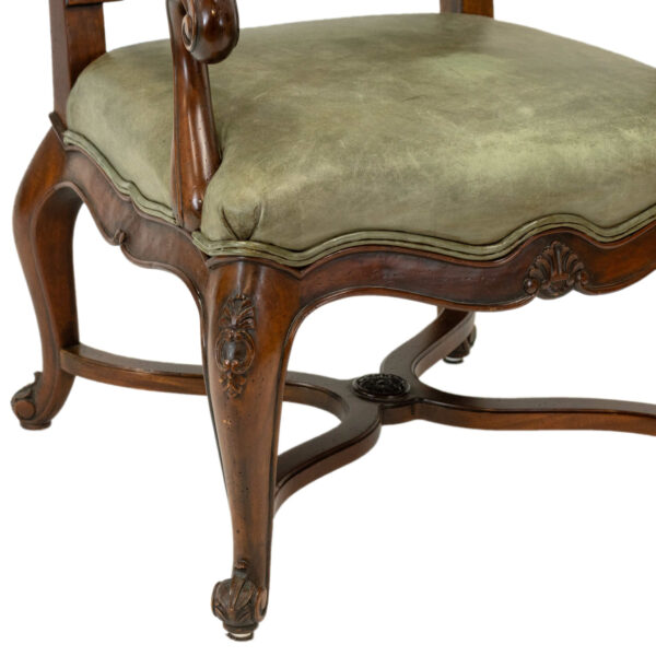 HENREDON Set of 8 Fabric and Leather Dining Chairs - Image 4