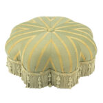 Sage and Gold Striped Upholstered Starburst Ottoman