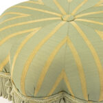 Sage and Gold Striped Upholstered Starburst Ottoman - Image 2