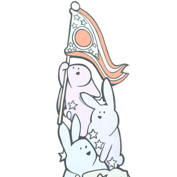 ADAM BROUILLETTE Original Bunny Column with Ohio Flag on Board - Image 2
