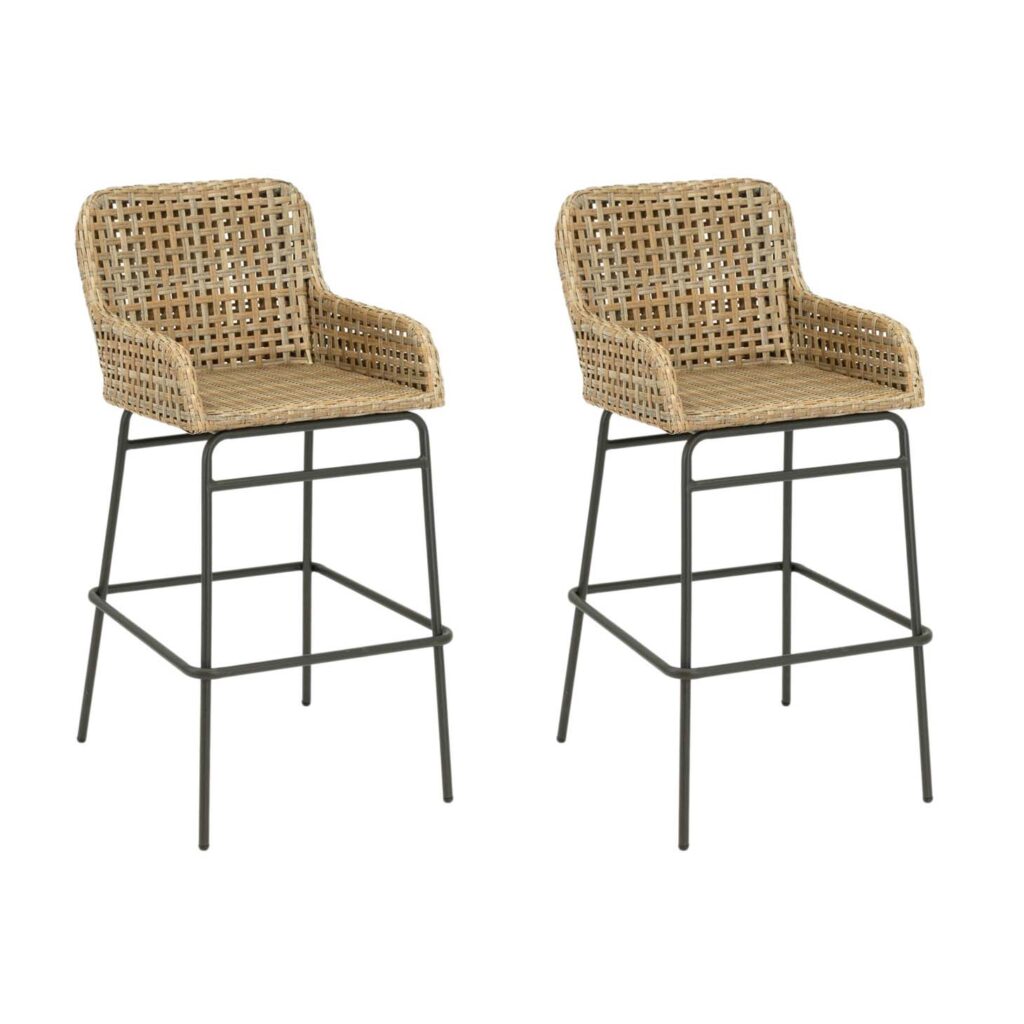 Pair of BALLARD DESIGNS Bailey Woven Bar Stools | Grandview Mercantile