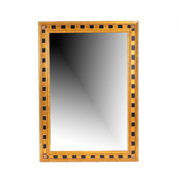 31” x 43” Gold and Black Check Framed Mirror - Image 1