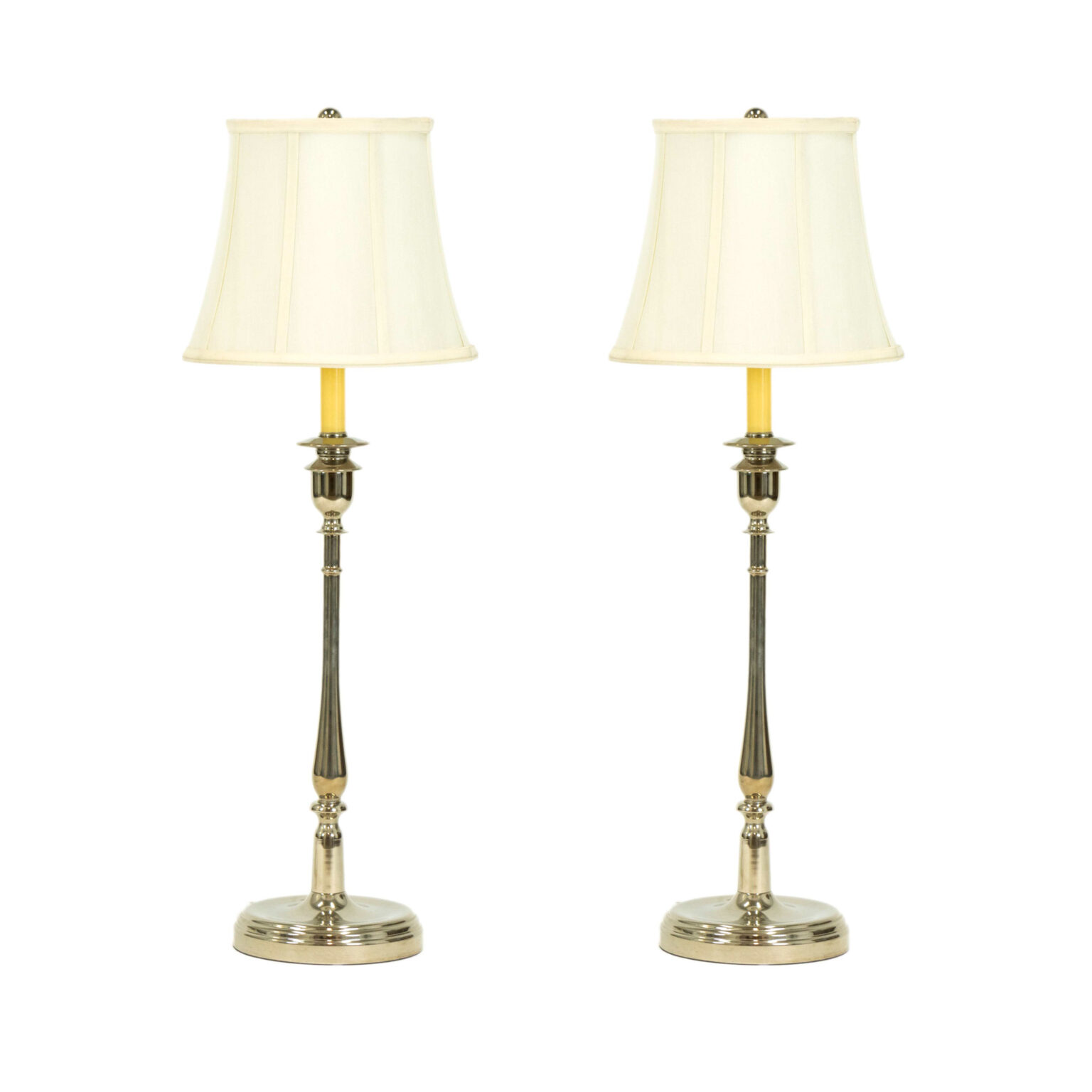 Pair of RALPH LAUREN Silver Plated Candlestick Lamps | Grandview Mercantile