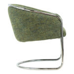 Contemporary Muted Green Tweed Accent Chair with Cantilever Chrome Base - Image 4