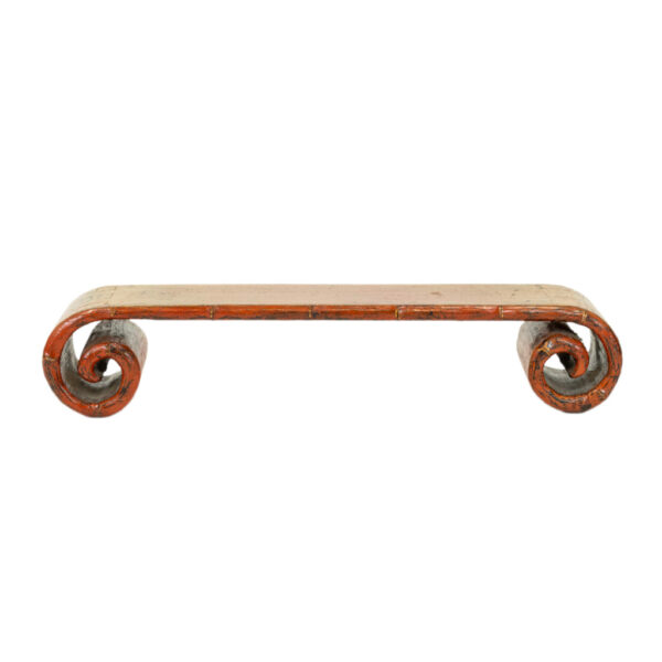 Chinese Tabletop Stand with Distressed Red Finish - Image 1