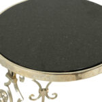 Black Granite Top Side Table on Ornate Silver Metal Base - Image 2