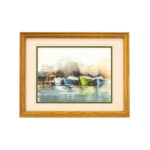 Original Watercolor of Boats in Harbor Signed E. HOWARTH