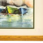 Original Watercolor of Boats in Harbor Signed E. HOWARTH - Image 2