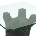 Square Glass Top Side Table With Tree Trunk Style Base - Image 3