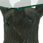 Square Glass Top Side Table With Tree Trunk Style Base - Image 2