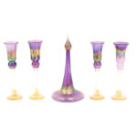 BRIONI 5 Piece Hand Blown Art Glass Set with Decanter and 4 Glasses