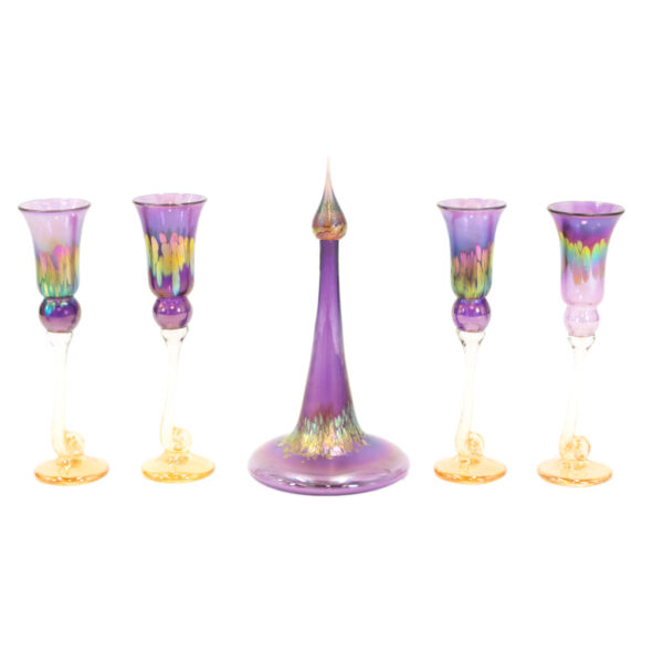 BRIONI 5 Piece Hand Blown Art Glass Set with Decanter and 4 Glasses - Image 1