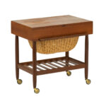 Vintage Danish Sewing Table with Wicker Basket by EJVIND JOHANSSON for FDB MØBLER