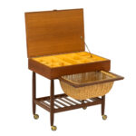 Vintage Danish Sewing Table with Wicker Basket by EJVIND JOHANSSON for FDB MØBLER - Image 2