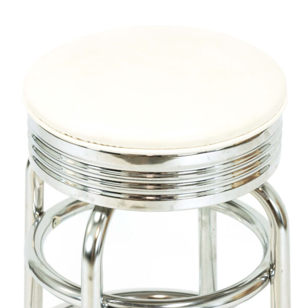 Set of 3 White and Chrome Diner Counter Stools - Image 2