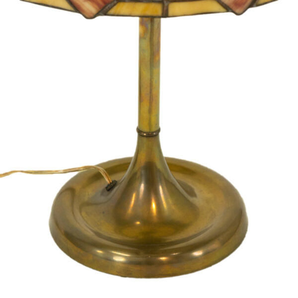 Stained Glass Table Lamp with Red Diamond Design - Image 3